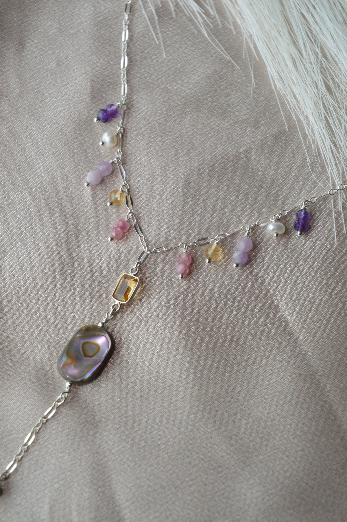 Citrine Waterfall Lariat Necklace