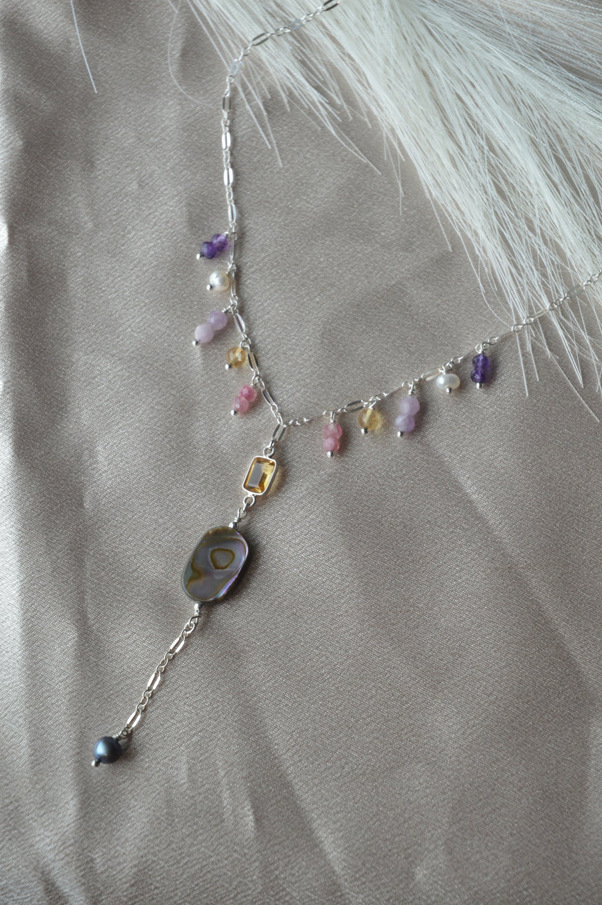 Citrine Waterfall Lariat Necklace