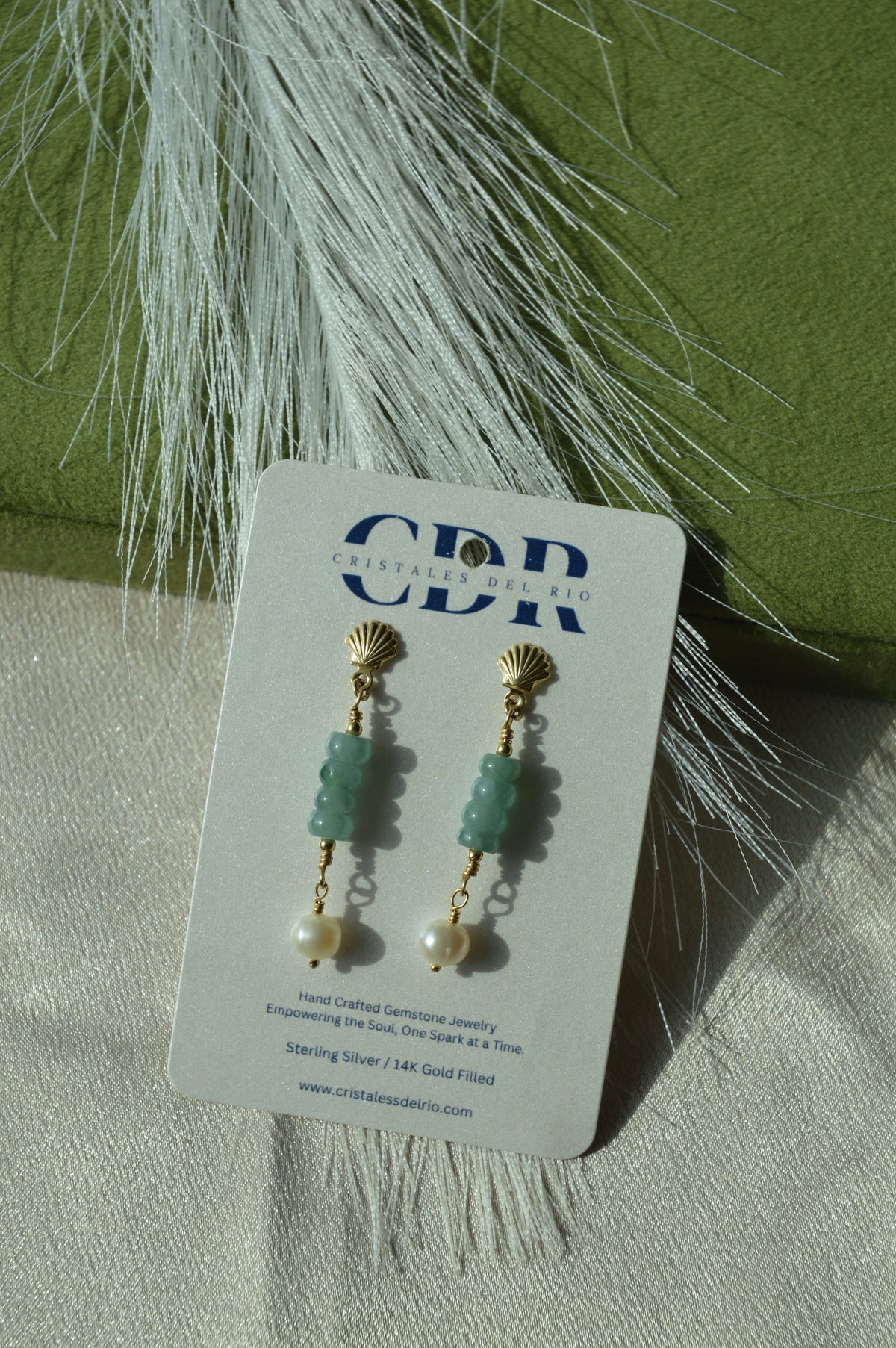Blue Water Jade Shell Earrings