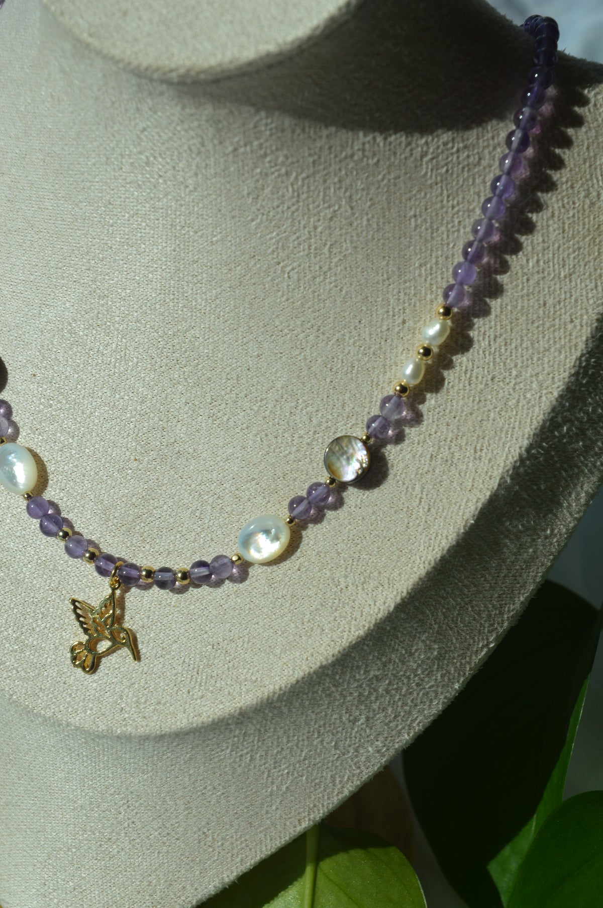 Amethyst Nectar Bird Necklace