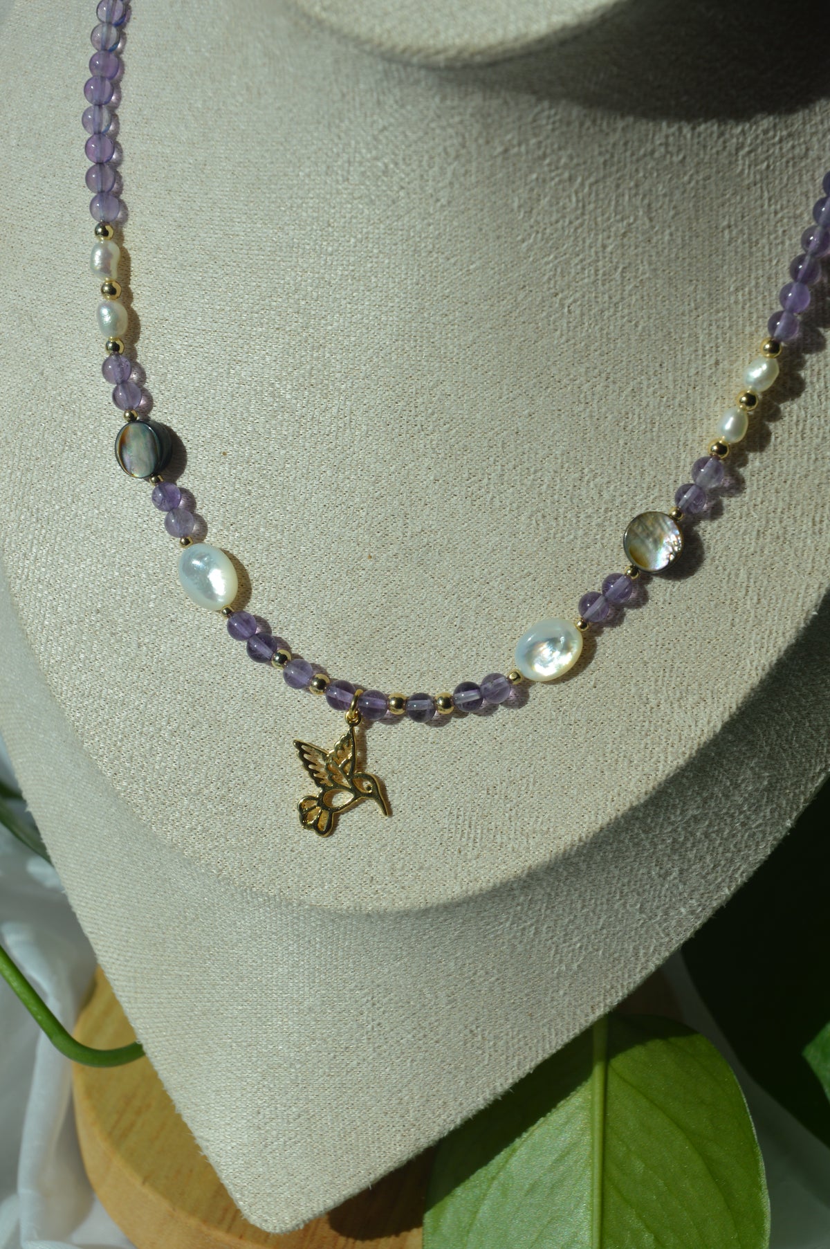 Amethyst Nectar Bird Necklace
