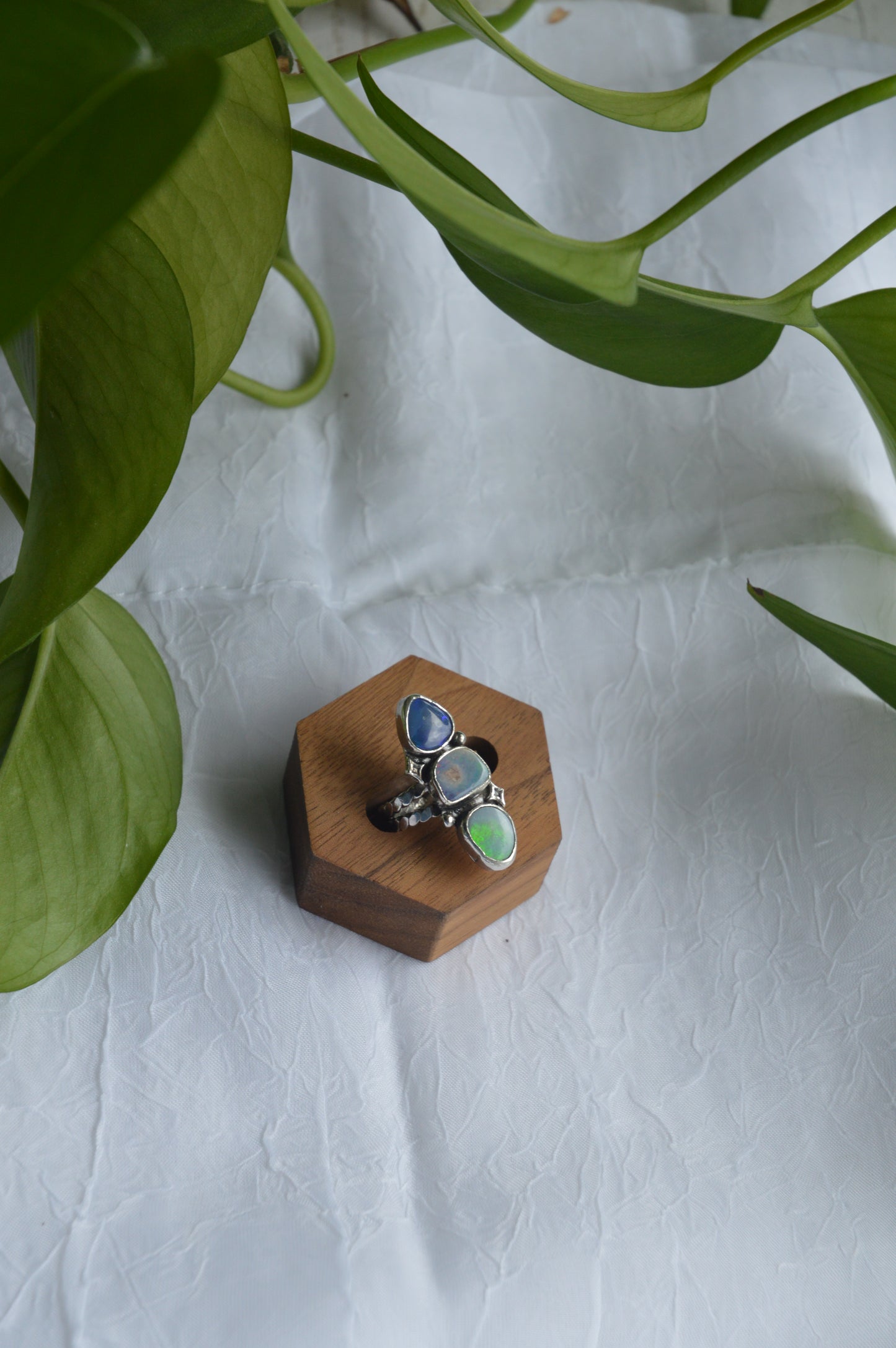 Twinkling Australian Opal Star Ring Sz. 5.5