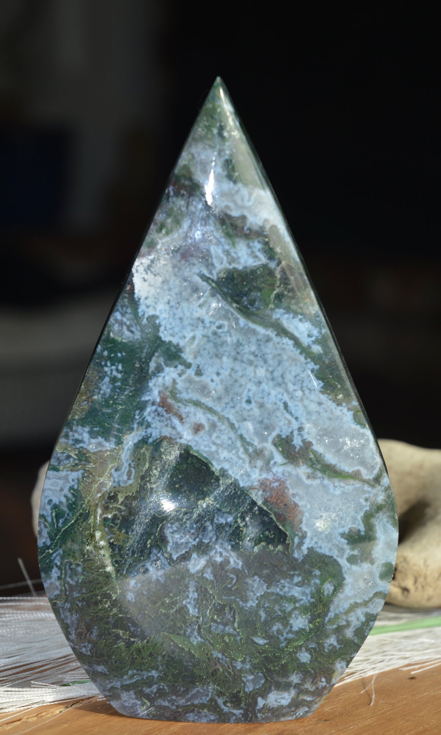 Moss Agate Flame Points