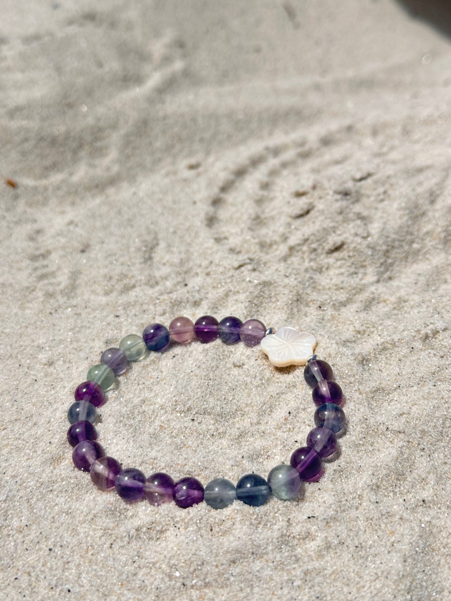 Fluorite + Nacre Flower Bracelet