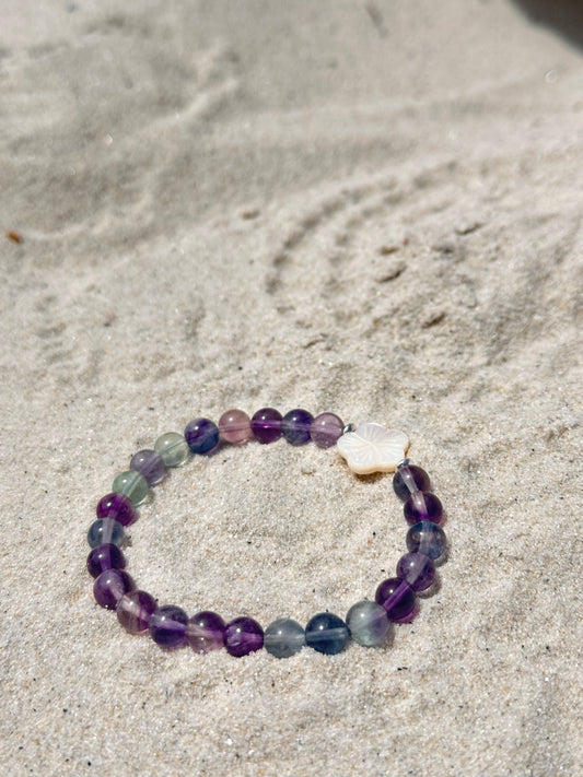 Fluorite + Nacre Flower Bracelet