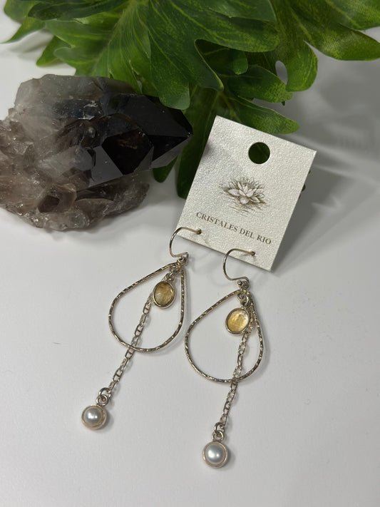 Citrine + Pearl dangle Earrings