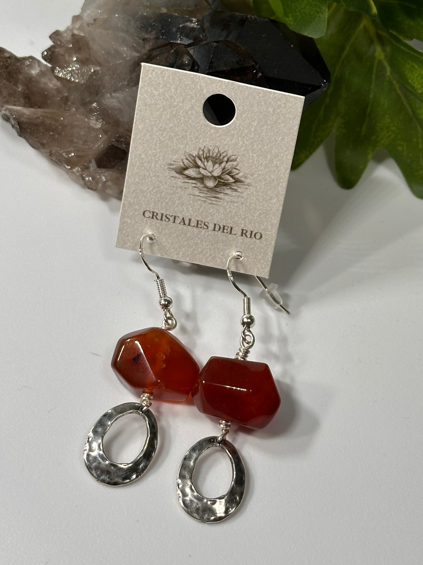 Red Agate geometric Earrings