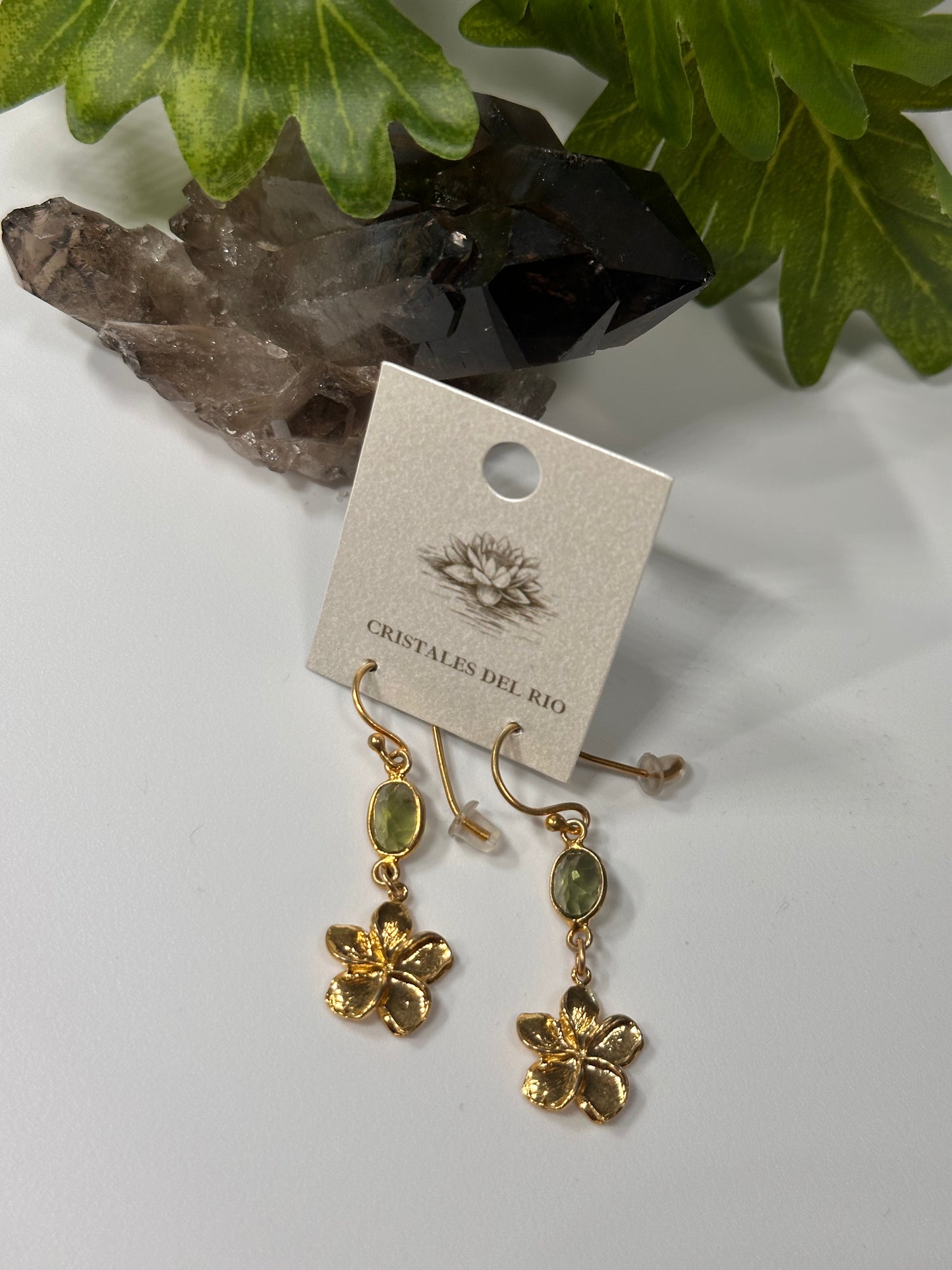 Peridot Plumeria Earrings