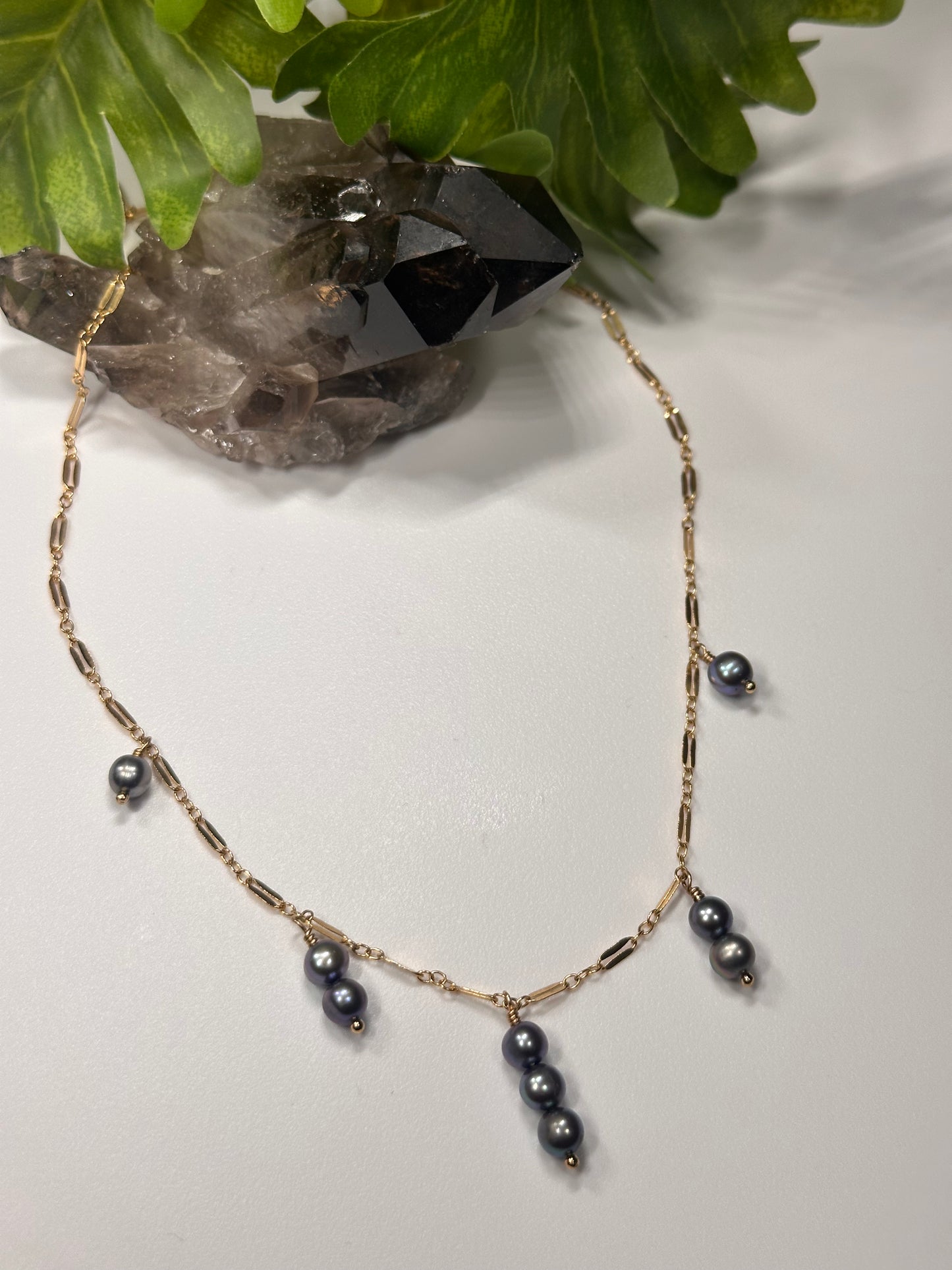 Grey Pearl Fairy Chain Necklace