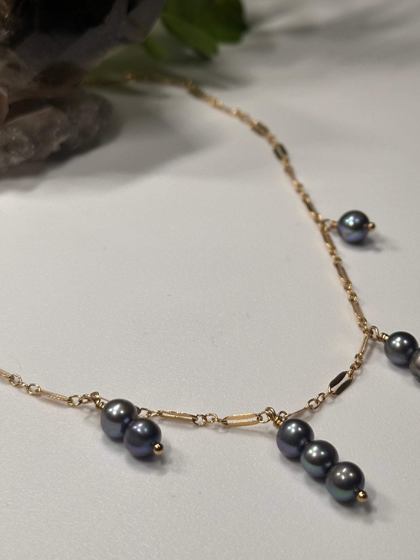 Grey Pearl Fairy Chain Necklace
