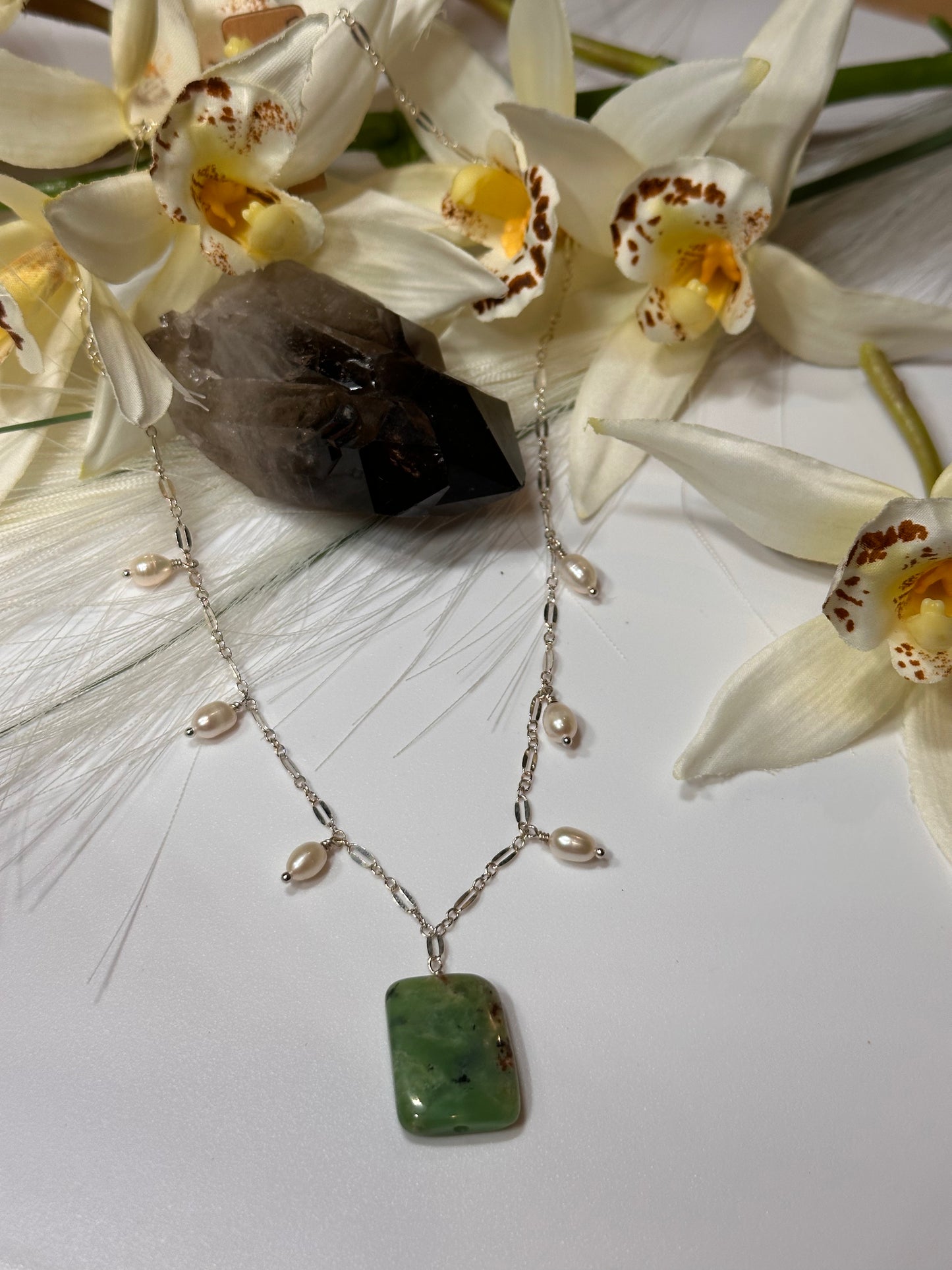 Chrysoprase Fringe Chain Necklace