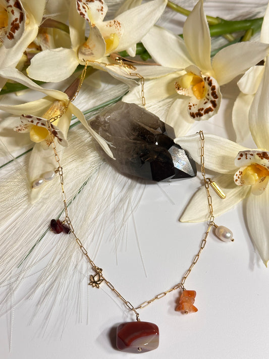 Red Lotus Chain Necklace