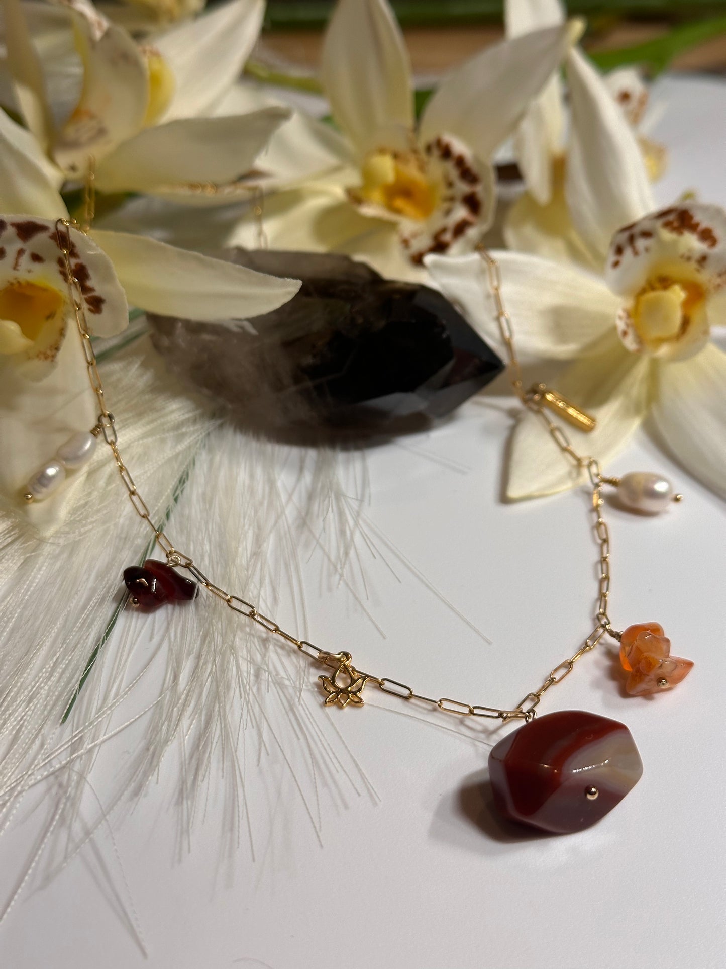 Red Lotus Chain Necklace