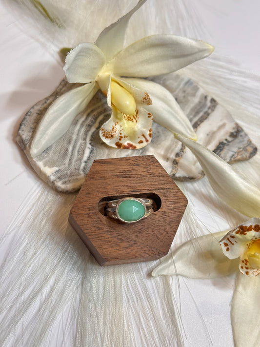Rose Cut Chrysoprase Mini Ring - Sz 5