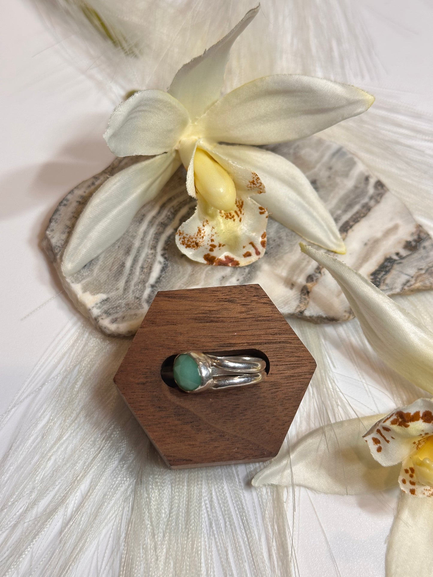 Rose Cut Chrysoprase Mini Ring - Sz 5