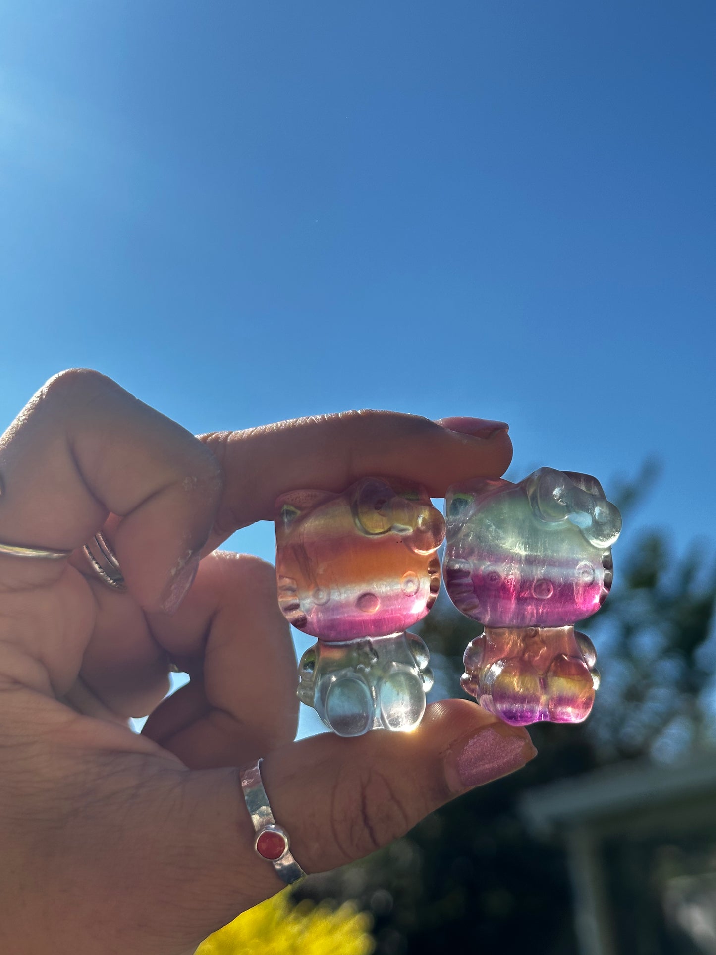 Rainbow Fluorite Hello Kitty