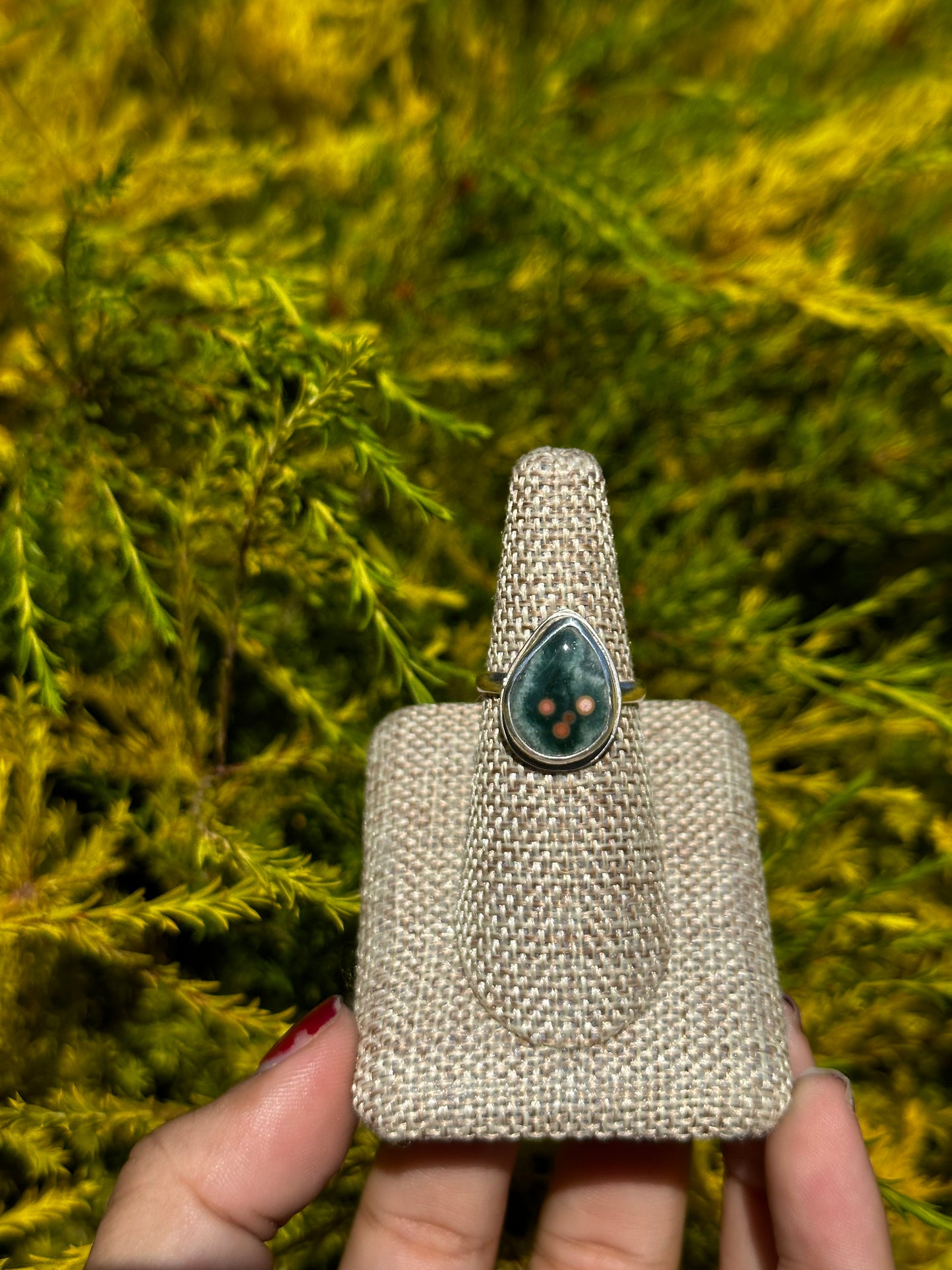 Teardrop Ocean Jasper ring