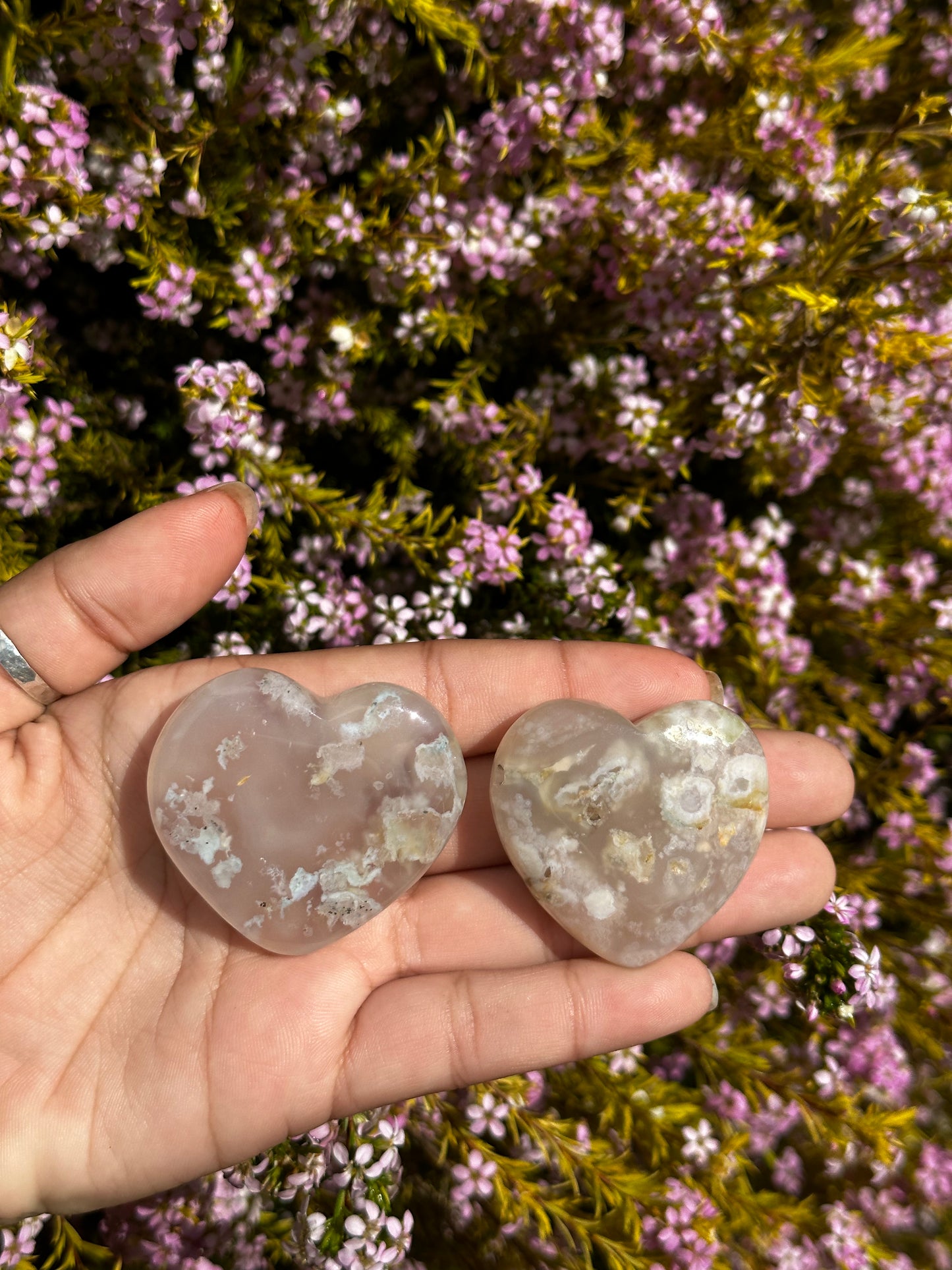 Flower Agate hearts
