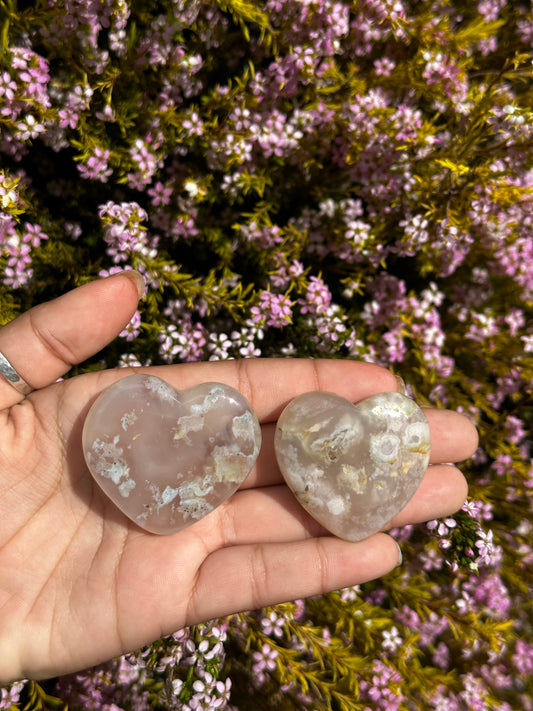 Flower Agate hearts