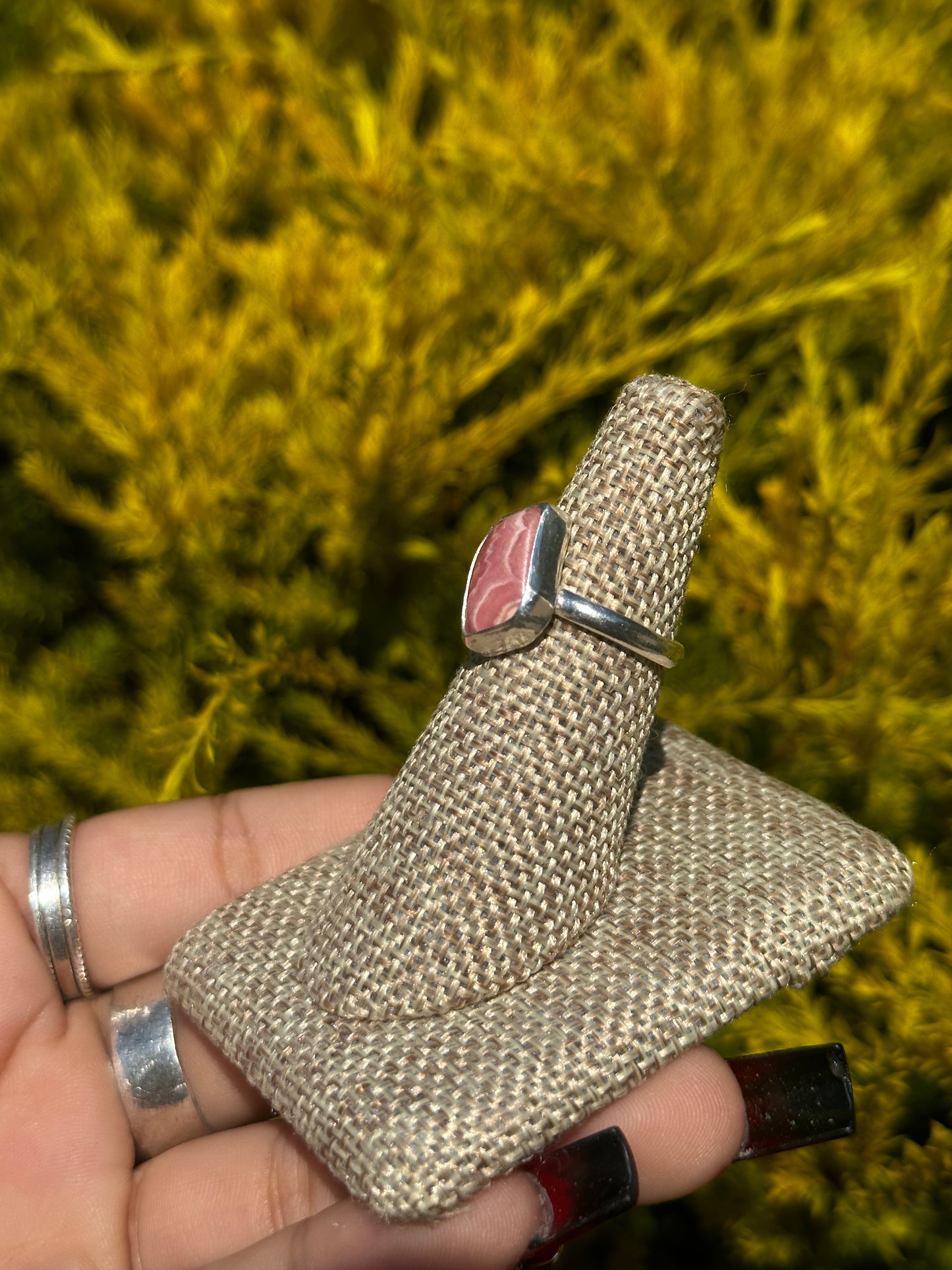 Rhodochrosite ring