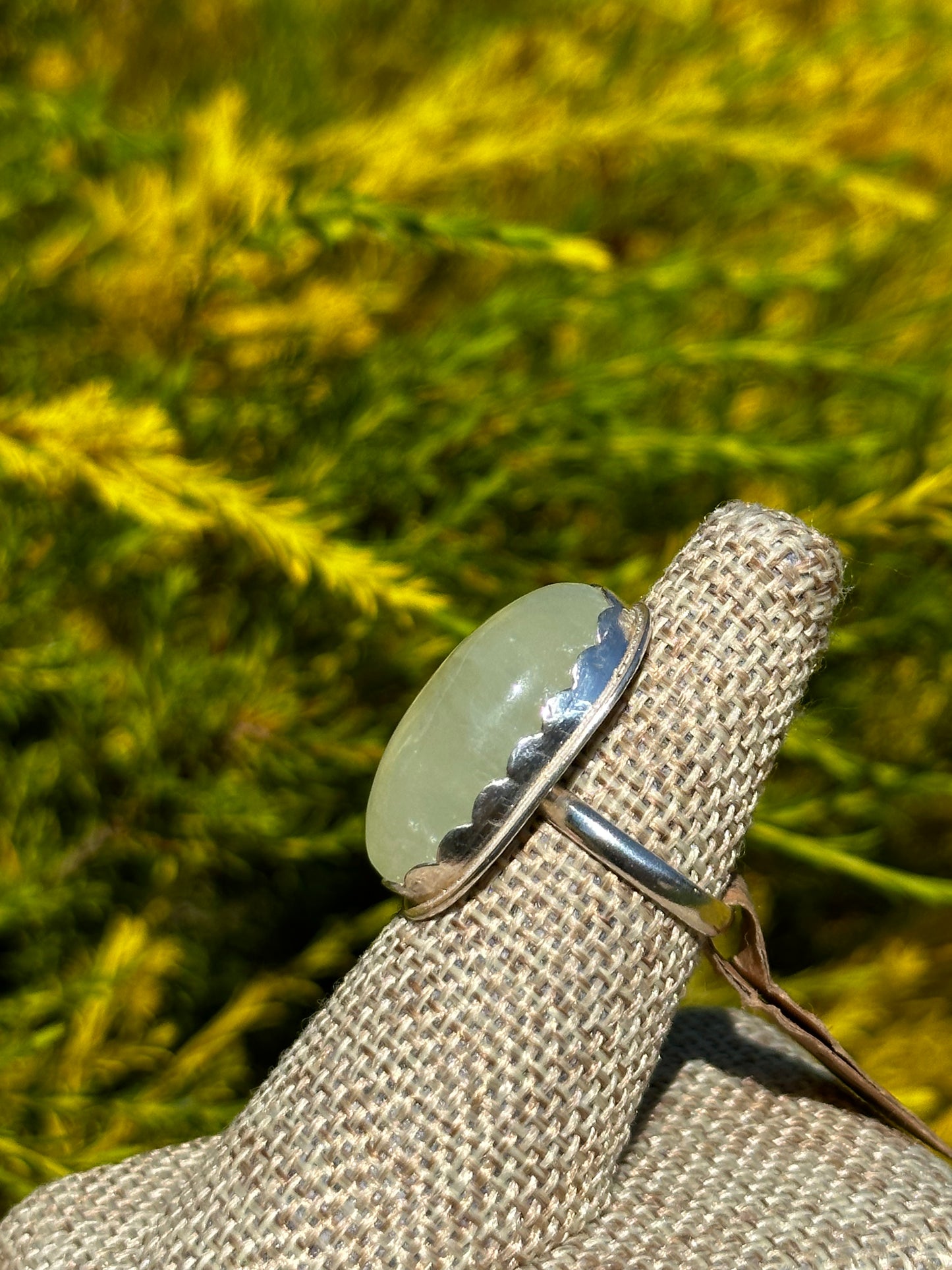 Oval Prehnite ring