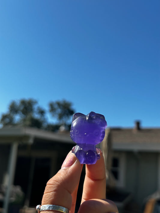 Purple Fluorite Hello Kitty