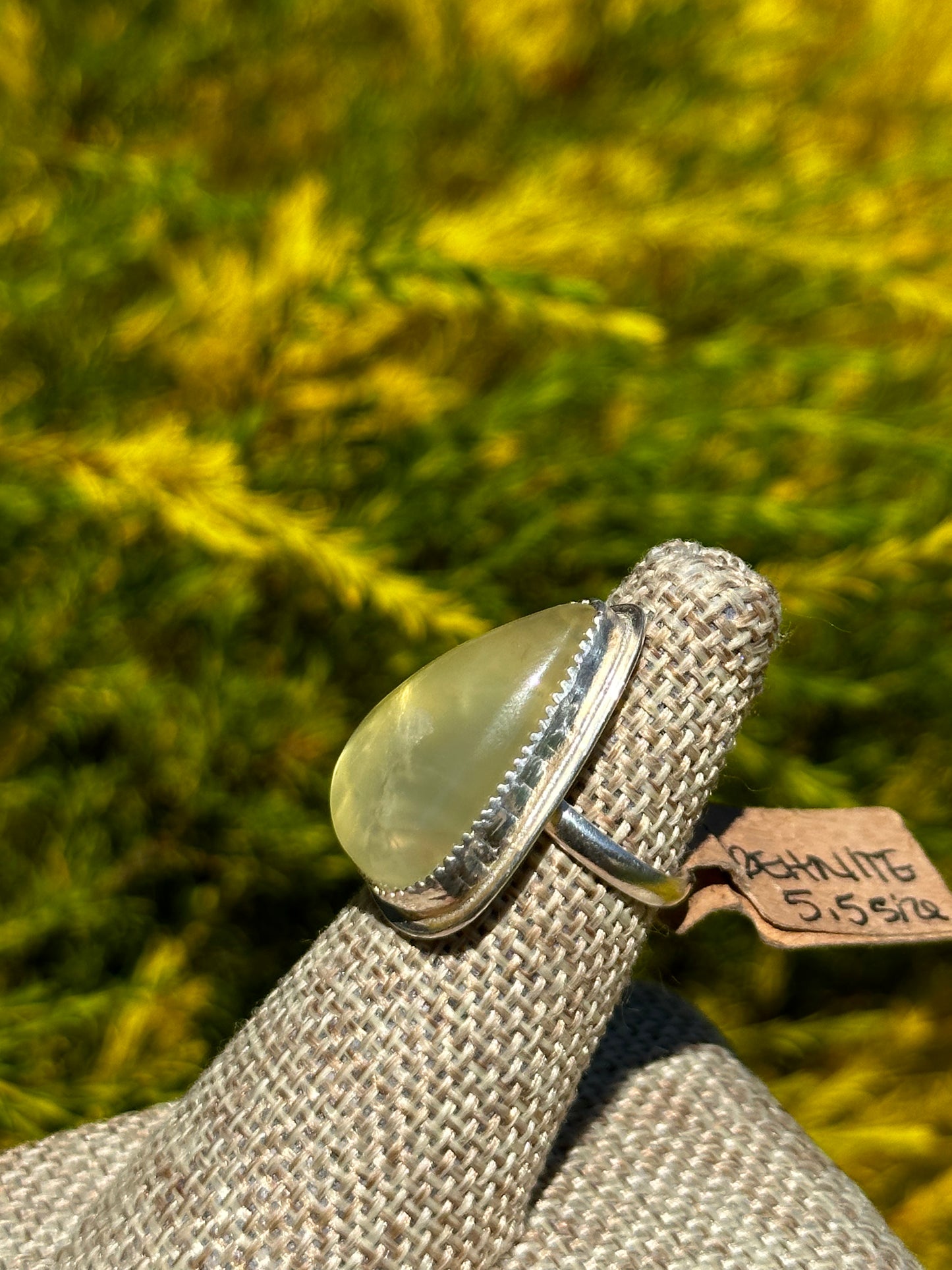 Teardrop Prehnite ring