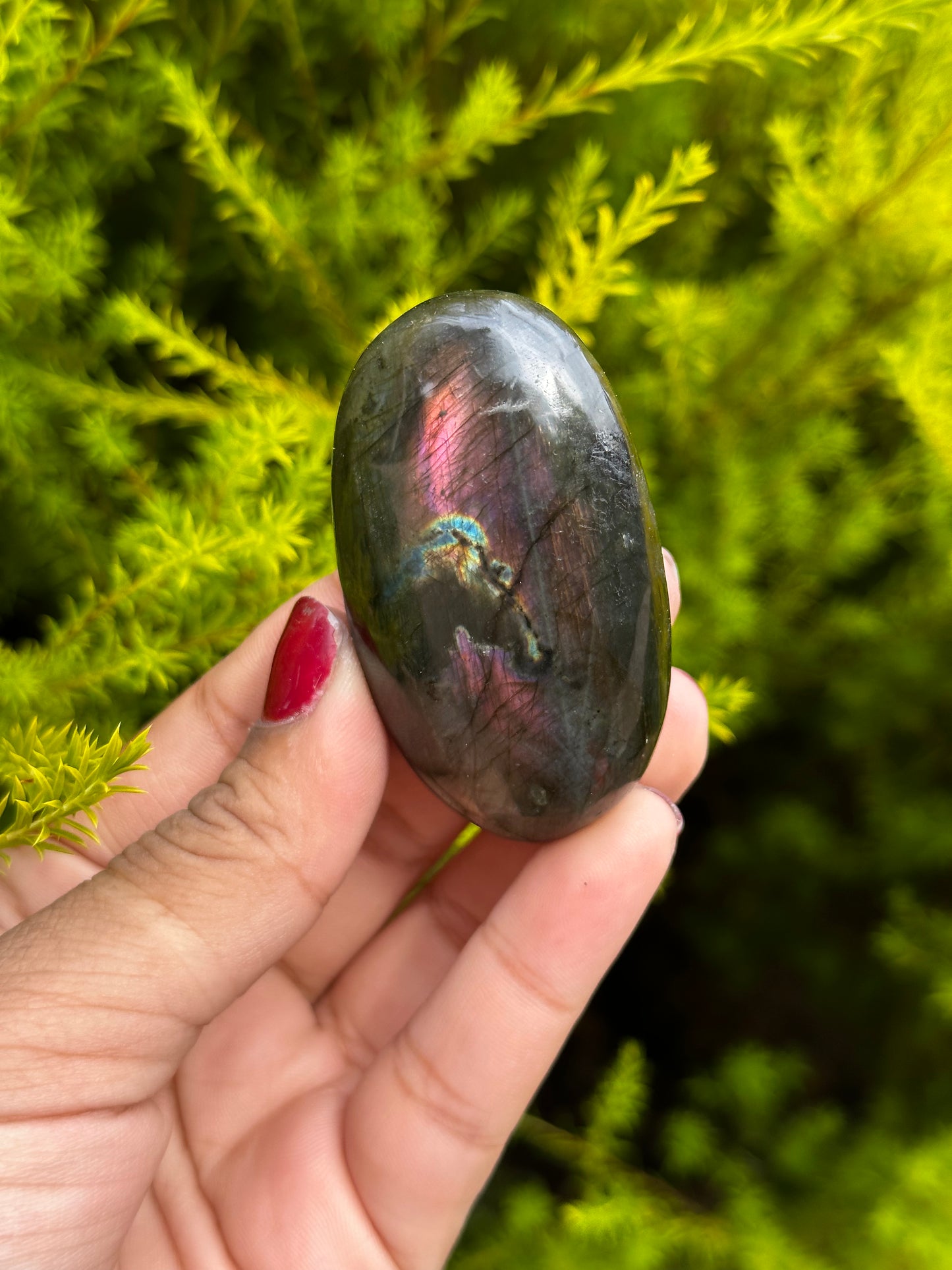 Dual Flash Labradorite palmstone