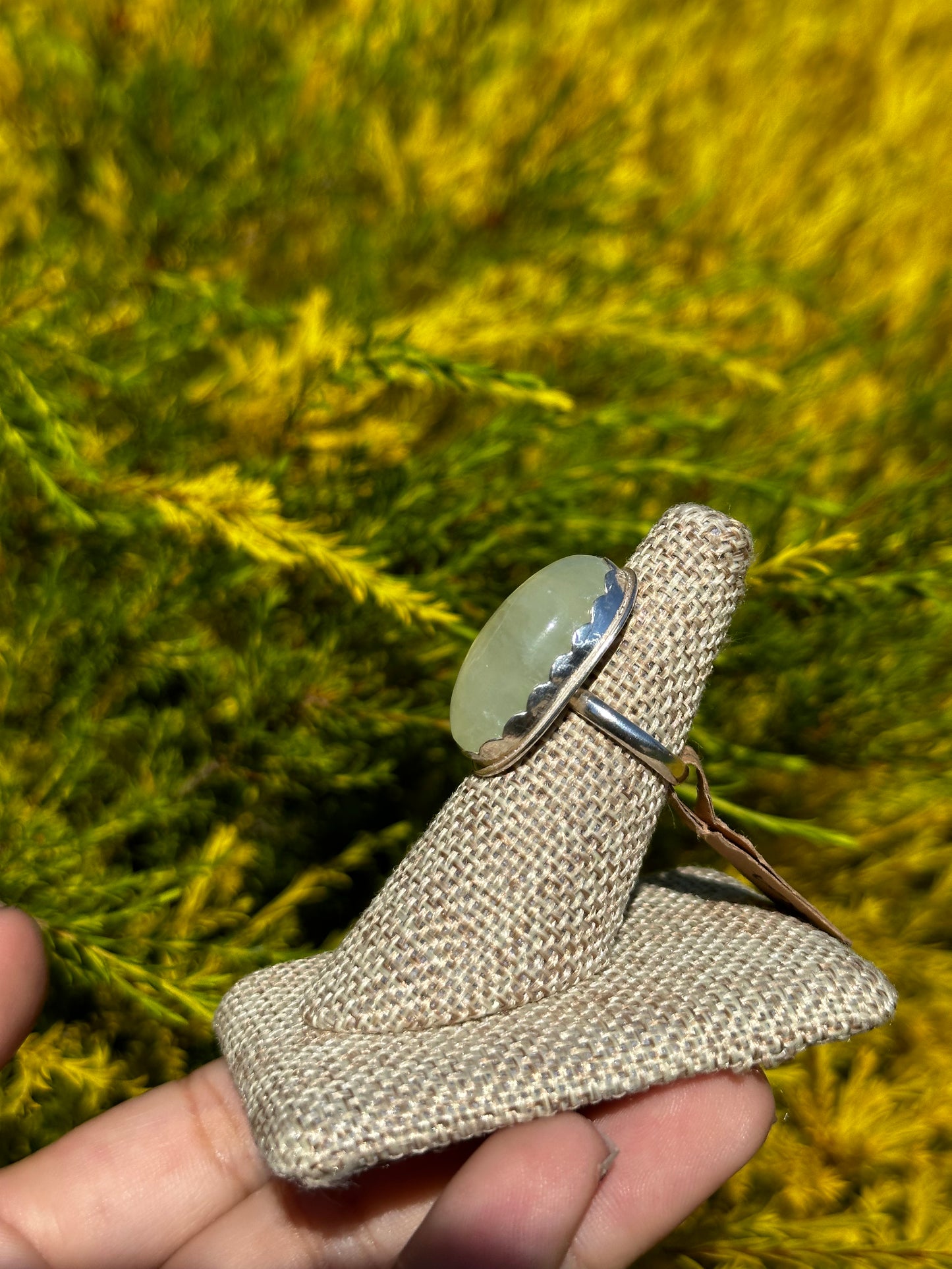 Oval Prehnite ring