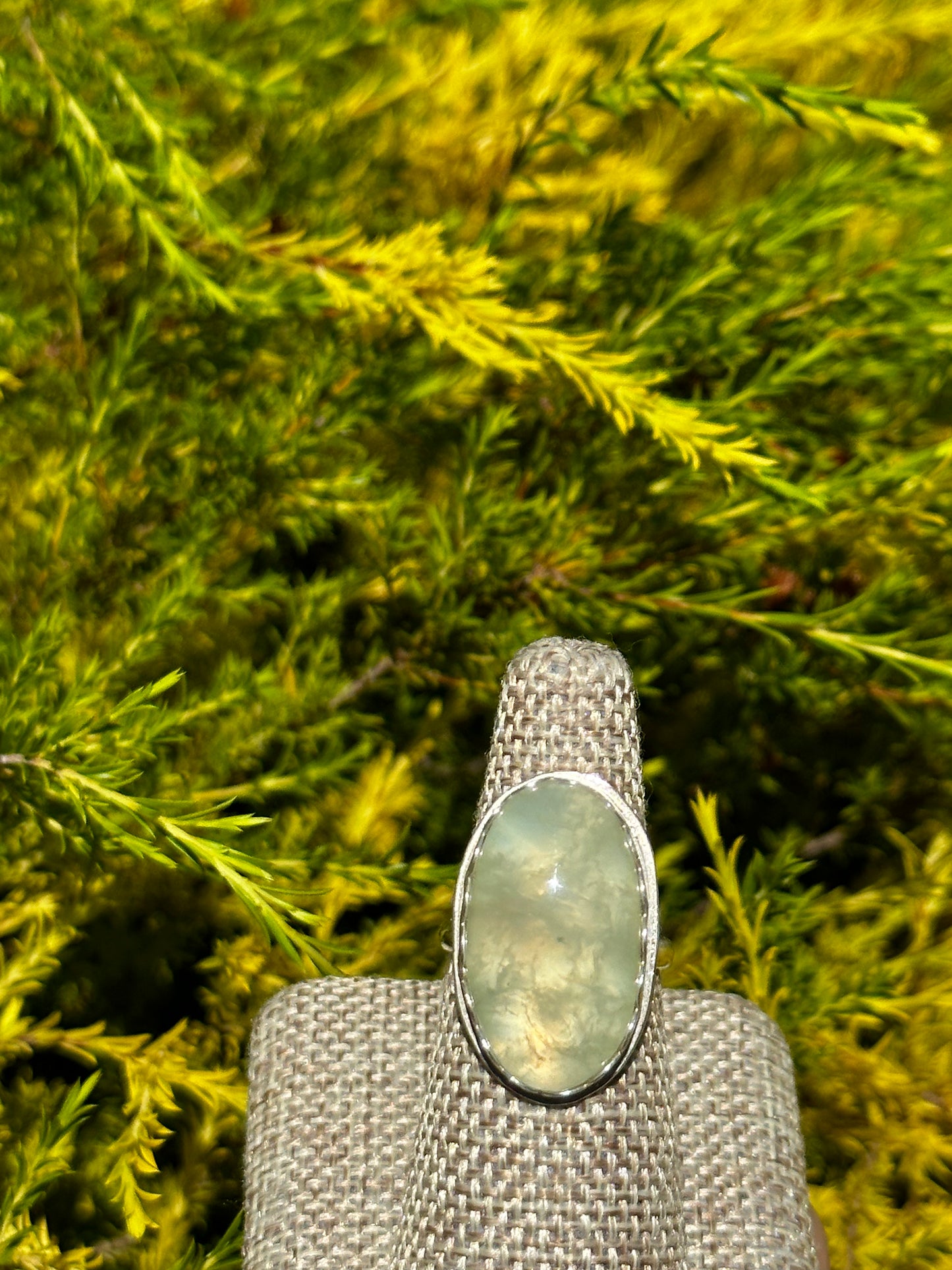 Oval Prehnite ring