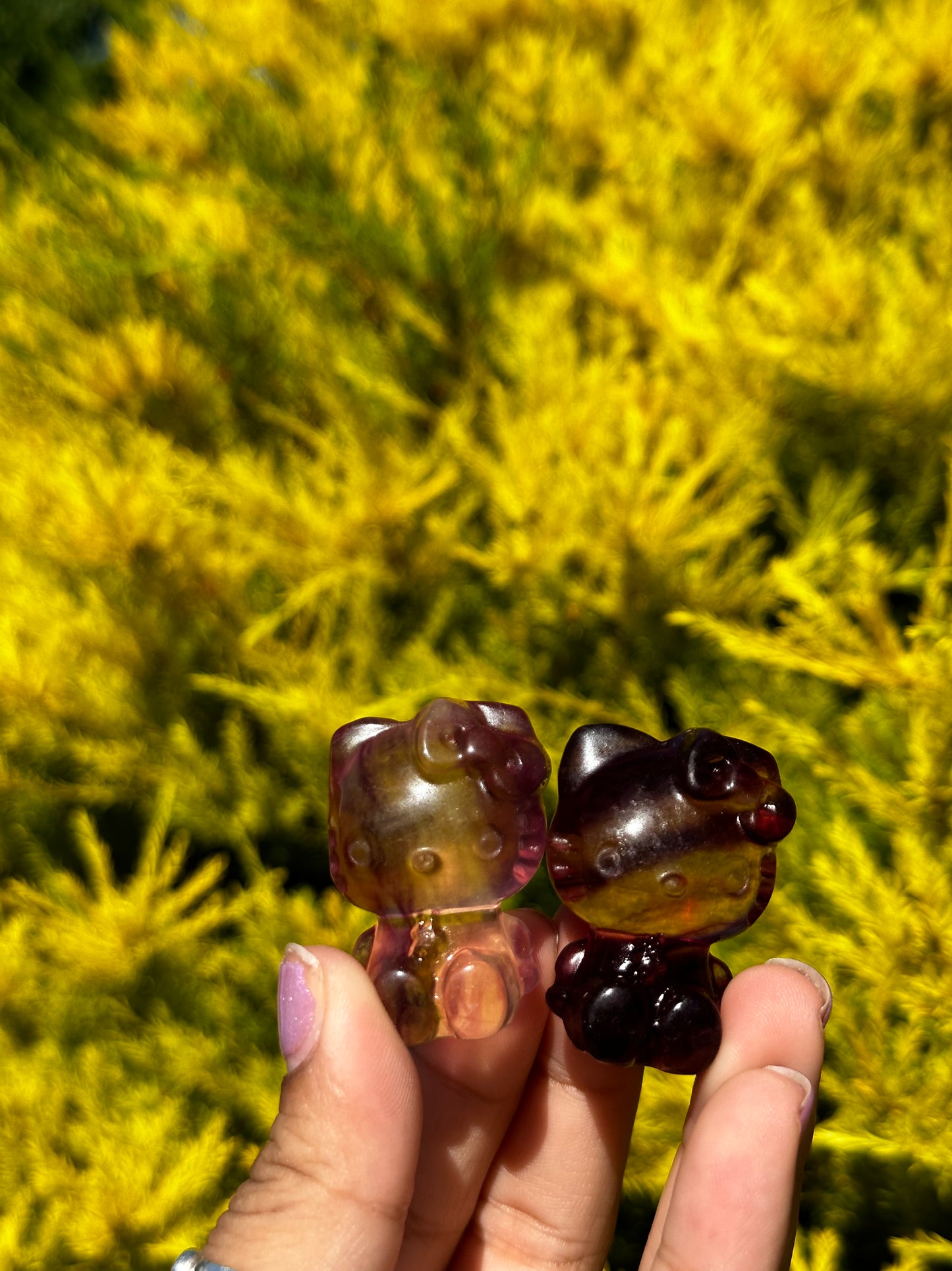 Yellow & Purple Fluorite Hello Kitty