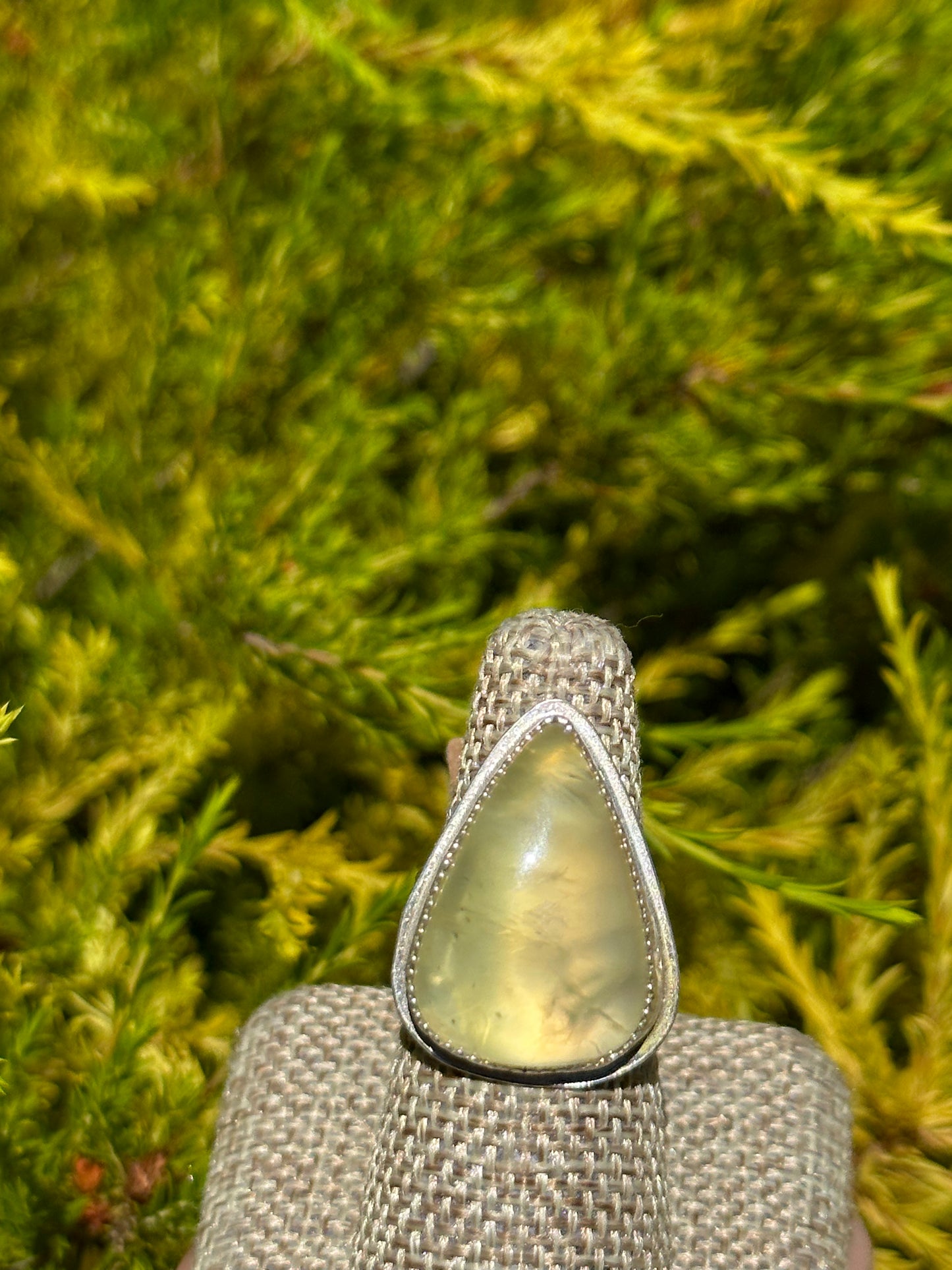 Teardrop Prehnite ring