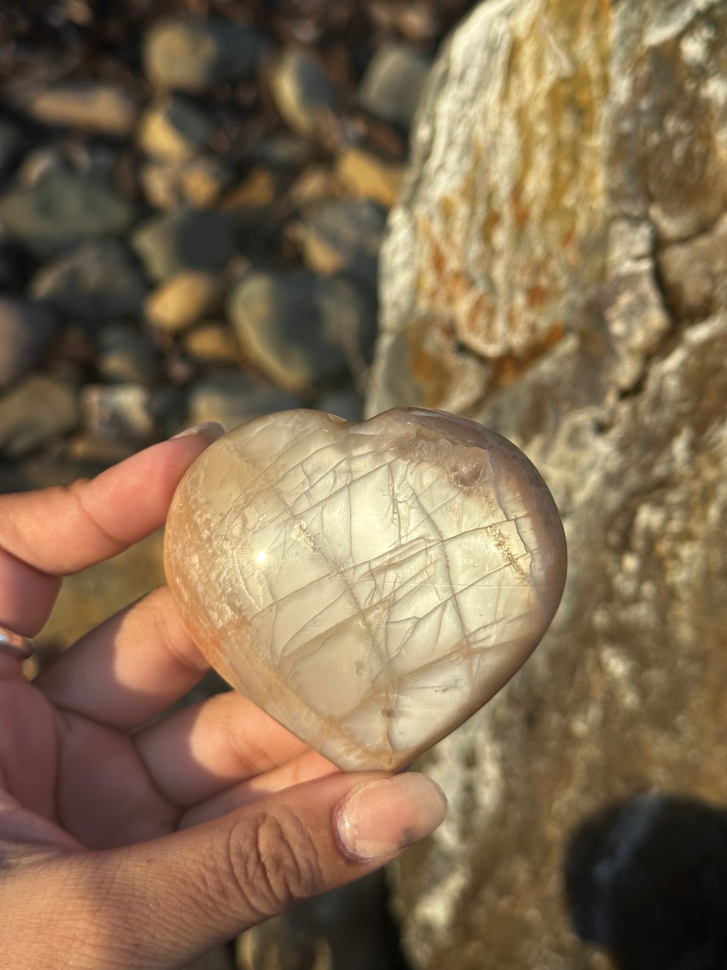 Peach Moonstone heart